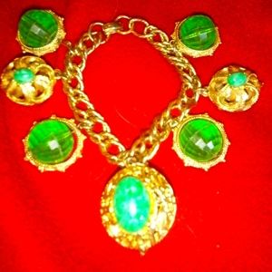 Vintage Green Charm Bracelet